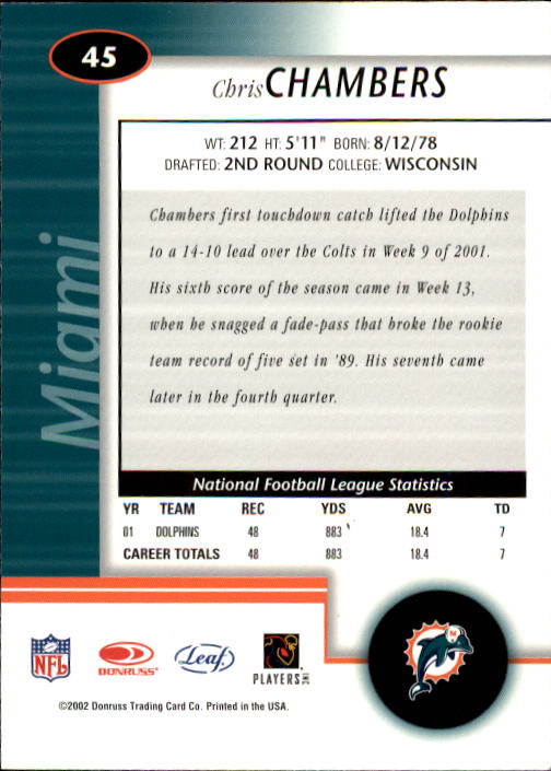 2002 Leaf Certified #45 Chris Chambers back image