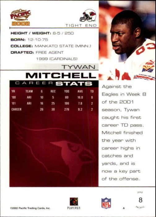 2002 Pacific #8 Tywan Mitchell back image