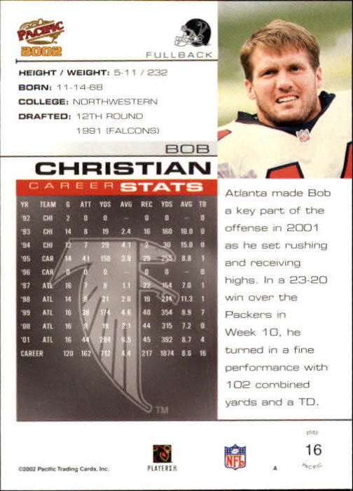 2002 Pacific #16 Bob Christian back image