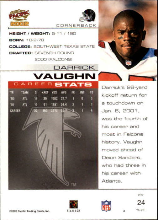2002 Pacific #24 Darrick Vaughn back image