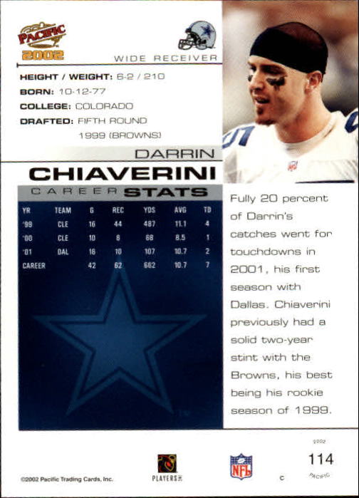 2002 Pacific #114 Darrin Chiaverini back image