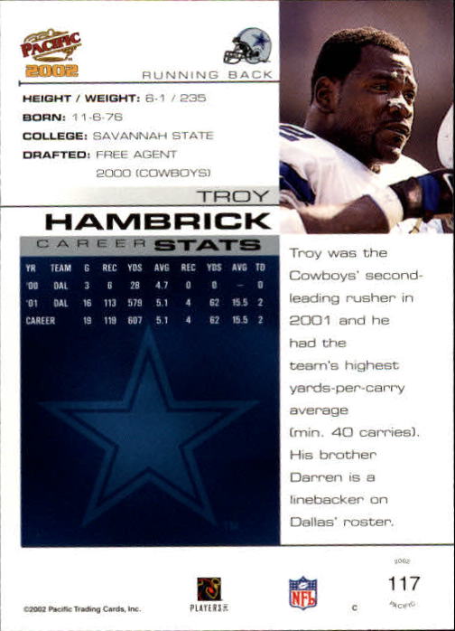 2002 Pacific #117 Troy Hambrick back image