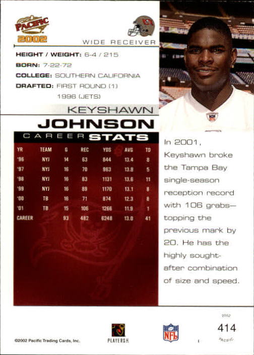 2002 Pacific #414 Keyshawn Johnson back image