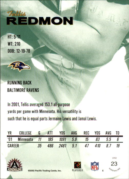 B4841- 2002 Pacific Adrenaline FB #s 1-200 +Rookies -You Pick- 15+ FREE US SHIP - Picture 43 of 336