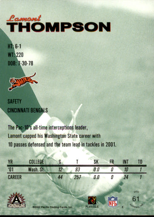 B4841- 2002 Pacific Adrenaline FB #s 1-200 +Rookies -You Pick- 15+ FREE US SHIP - Picture 92 of 336
