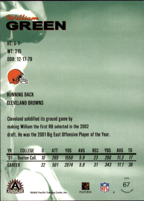B4841- 2002 Pacific Adrenaline FB #s 1-200 +Rookies -You Pick- 15+ FREE US SHIP - Picture 100 of 336