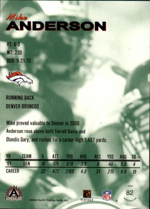 B4841- 2002 Pacific Adrenaline FB #s 1-200 +Rookies -You Pick- 15+ FREE US SHIP - Picture 120 of 336