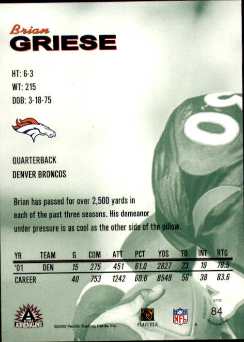 B4841- 2002 Pacific Adrenaline FB #s 1-200 +Rookies -You Pick- 15+ FREE US SHIP - Picture 124 of 336