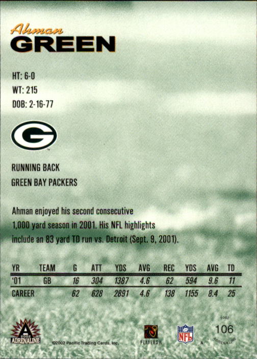 B4841- 2002 Pacific Adrenaline FB #s 1-200 +Rookies -You Pick- 15+ FREE US SHIP - Picture 162 of 336