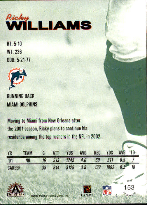 B4841- 2002 Pacific Adrenaline FB #s 1-200 +Rookies -You Pick- 15+ FREE US SHIP - Picture 252 of 336