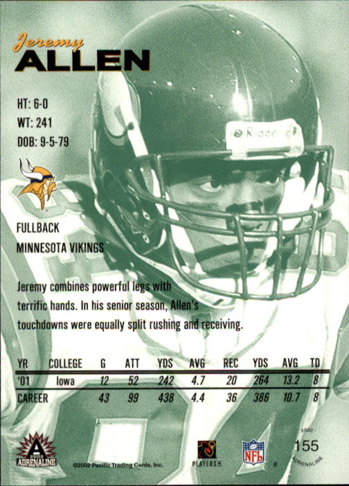 B4841- 2002 Pacific Adrenaline FB #s 1-200 +Rookies -You Pick- 15+ FREE US SHIP - Picture 256 of 336