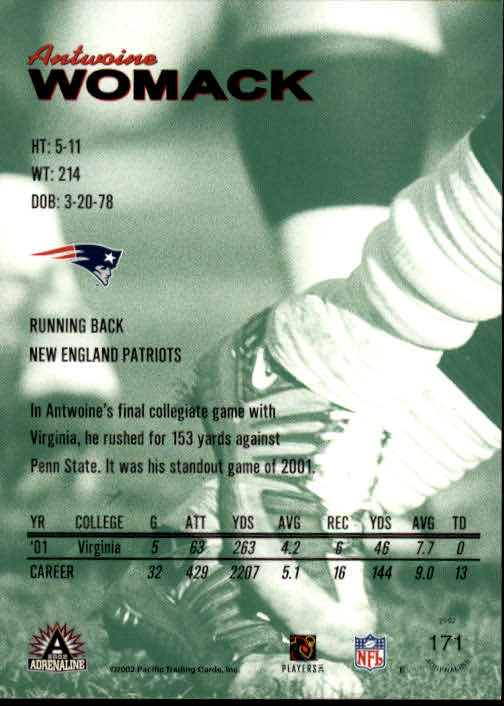 B4841- 2002 Pacific Adrenaline FB #s 1-200 +Rookies -You Pick- 15+ FREE US SHIP - Picture 282 of 336