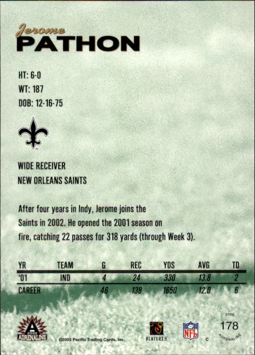 B4841- 2002 Pacific Adrenaline FB #s 1-200 +Rookies -You Pick- 15+ FREE US SHIP - Picture 294 of 336