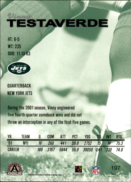 B4841- 2002 Pacific Adrenaline FB #s 1-200 +Rookies -You Pick- 15+ FREE US SHIP - Picture 332 of 336