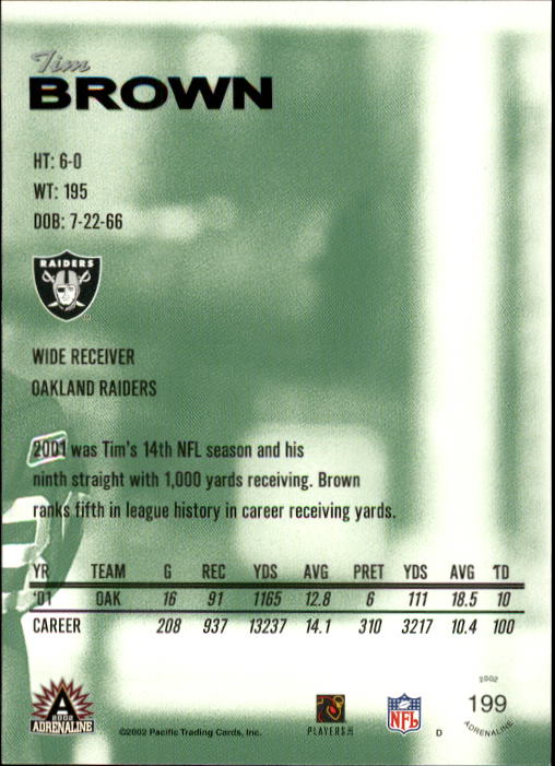 B4841- 2002 Pacific Adrenaline FB #s 1-200 +Rookies -You Pick- 15+ FREE US SHIP - Picture 336 of 336