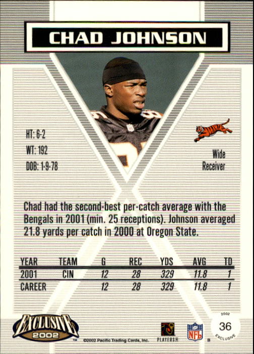 2002 Pacific Exclusive #36 Chad Johnson back image