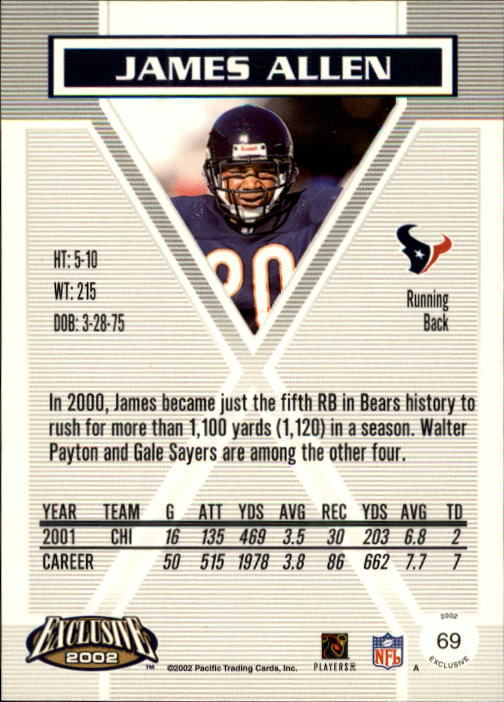 2002 Exclusive (Pacific) Football "Main Set" Cards - Picture 7 of 15