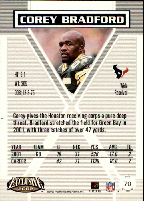 2002 Exclusive (Pacific) Football "Main Set" Cards - Picture 9 of 15