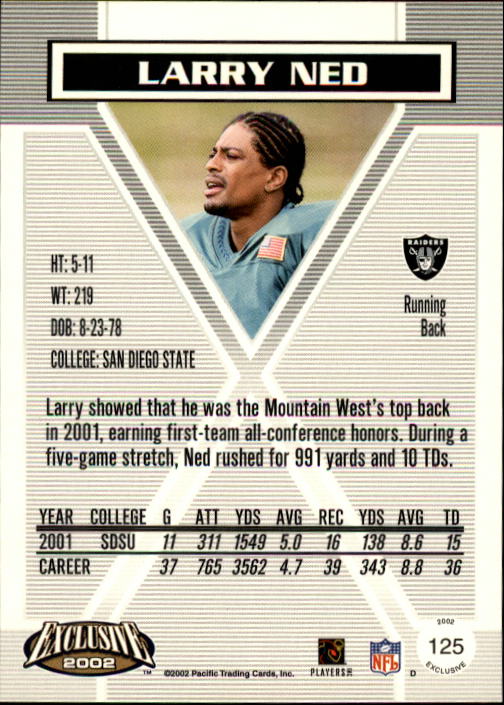 2002 Exclusive (Pacific) Football "Main Set" Cards - Picture 13 of 15