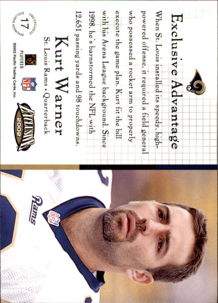 2002 Pacific Exclusive Advantage #17 Kurt Warner back image