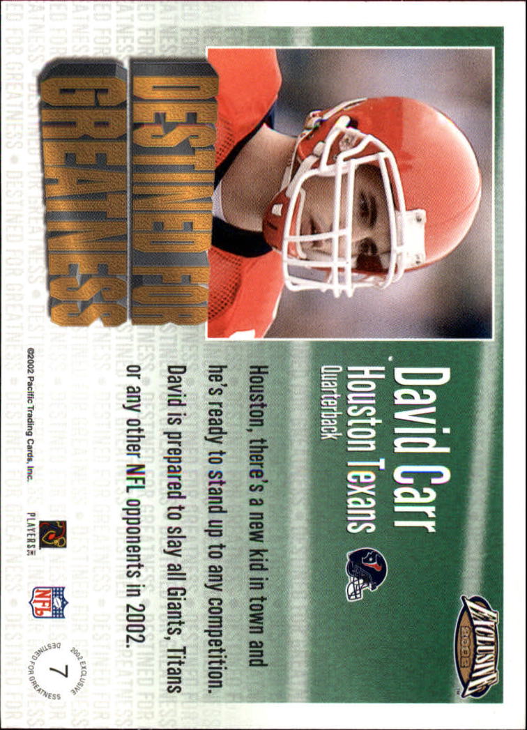 2002 Exclusive (Pacific) Football "Insert" Cards - Picture 27 of 81