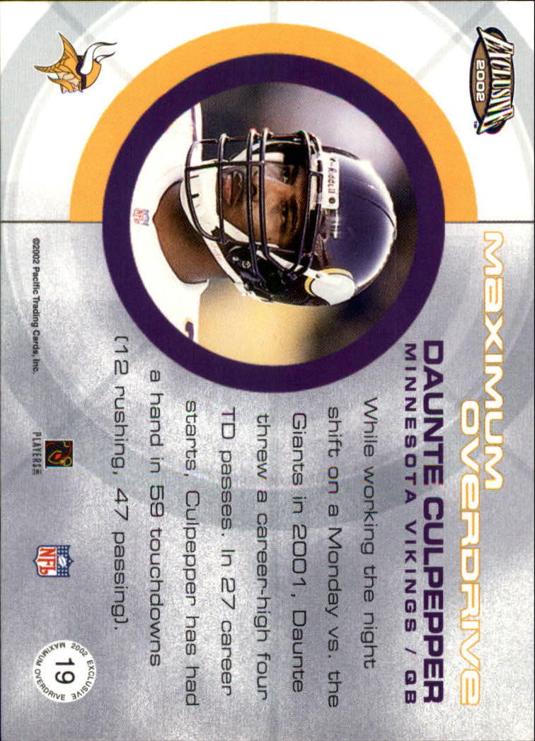 2002 Exclusive (Pacific) Football "Insert" Cards - Picture 73 of 81