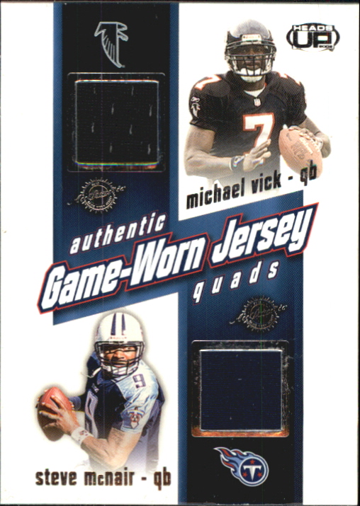 2002 Pacific Heads Up Game Worn Jersey Quads #48 Daunte Culpepper/Steve  McNair/Mark Brunell/Michael Vick - NM-MT