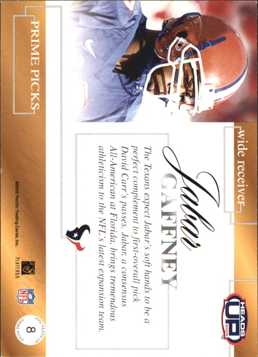 2002 Heads Up (Pacific) Football "Insert and Parallel" Cards - Bild 26 von 32