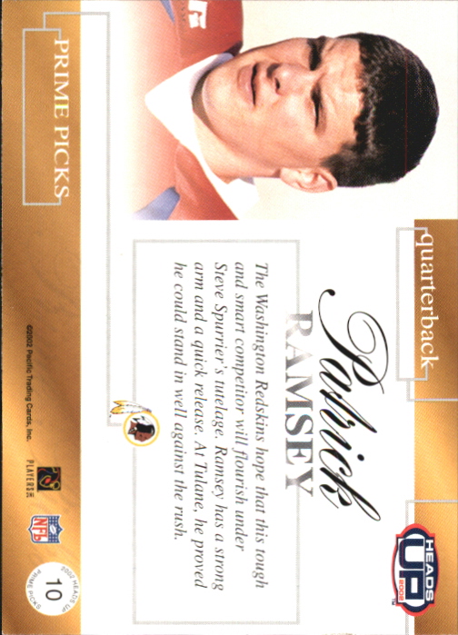 2002 Heads Up (Pacific) Football "Insert and Parallel" Cards - Bild 30 von 32