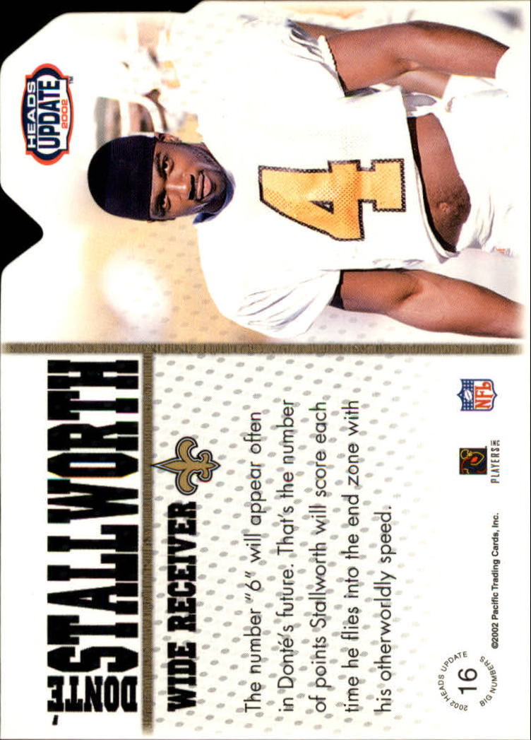 2002 Pacific Heads Update Big Numbers #16 Donte Stallworth back image