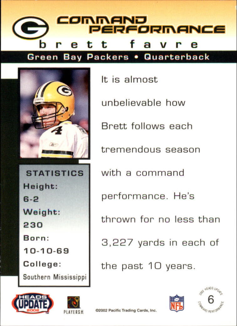 2002 Heads Update (Pacific) Football Cards - Picture 17 of 47