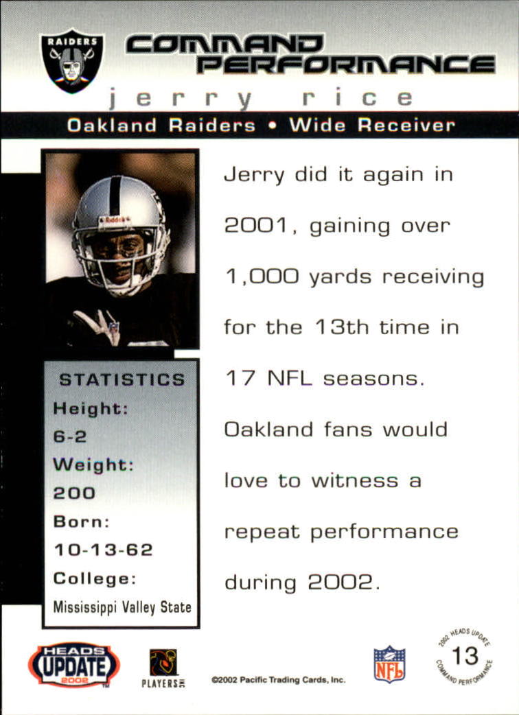 2002 Heads Update (Pacific) Football Cards - Picture 23 of 47