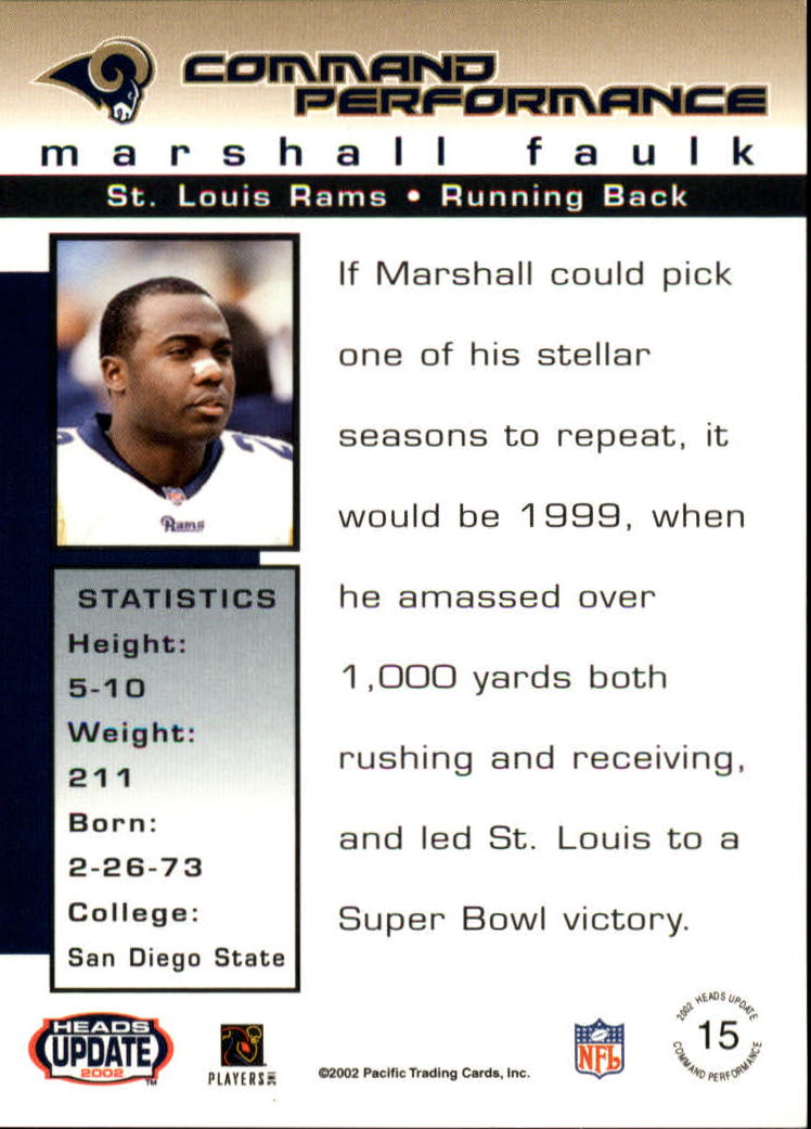 2002 Heads Update (Pacific) Football Cards - Picture 25 of 47