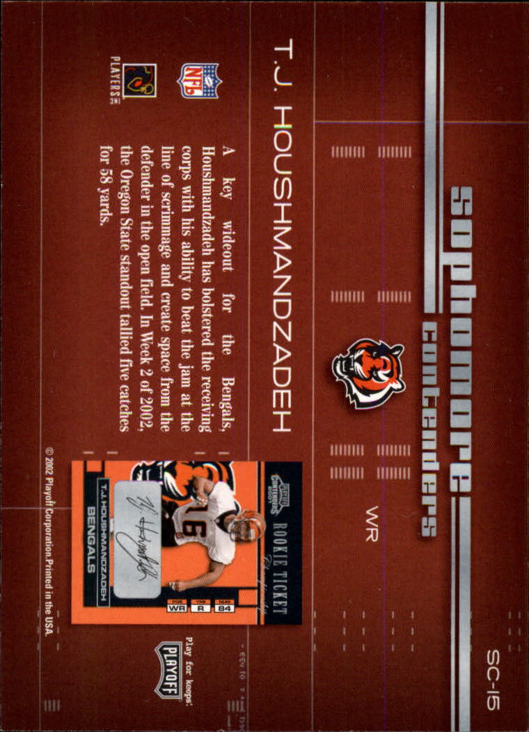2002 Playoff Contenders Sophomore Contenders #SC15 T.J. Houshmandzadeh back image