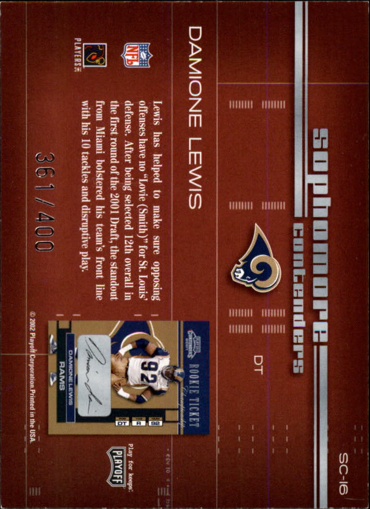 2002 Playoff Contenders Sophomore Contenders #SC16 Travis Henry back image