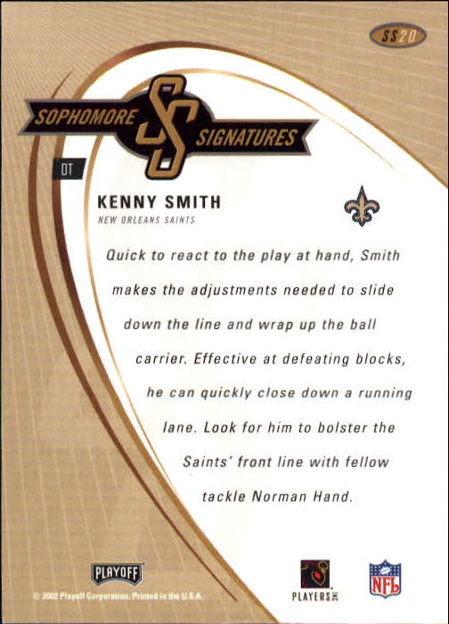 2002 Playoff Prestige Sophomore Signatures #SS20 Kenny Smith back image