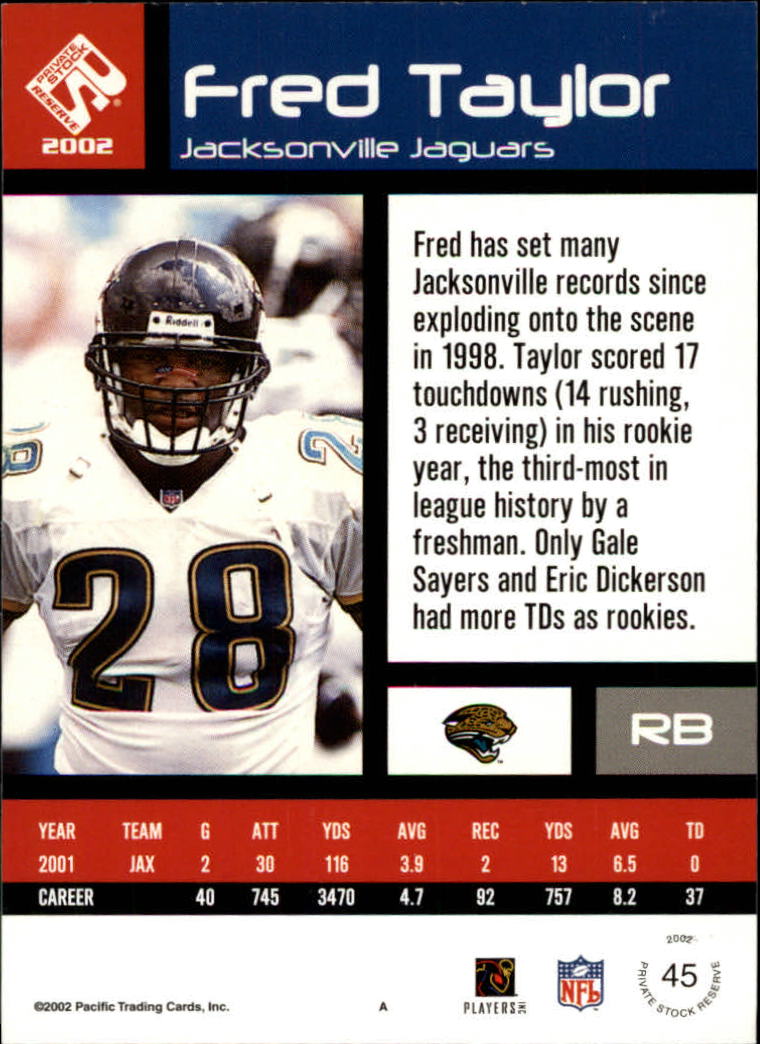 2002 Private Stock #45 Fred Taylor back image