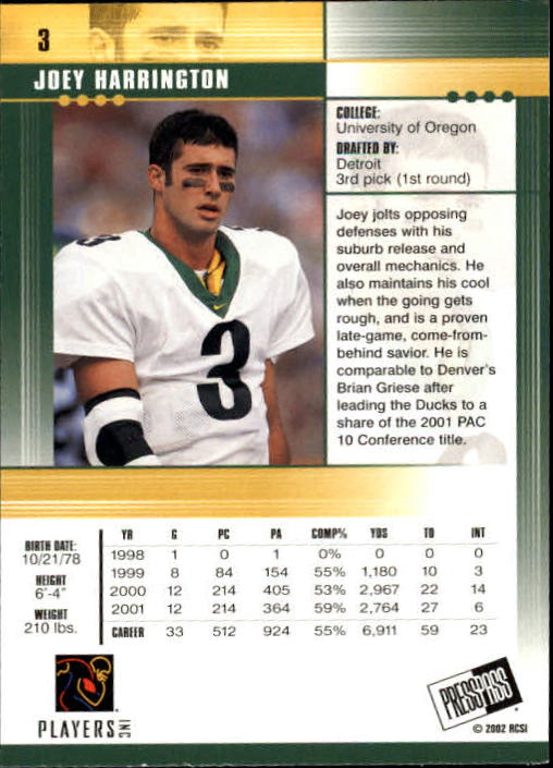 2002 Press Pass JE Football Cards - Picture 5 of 29