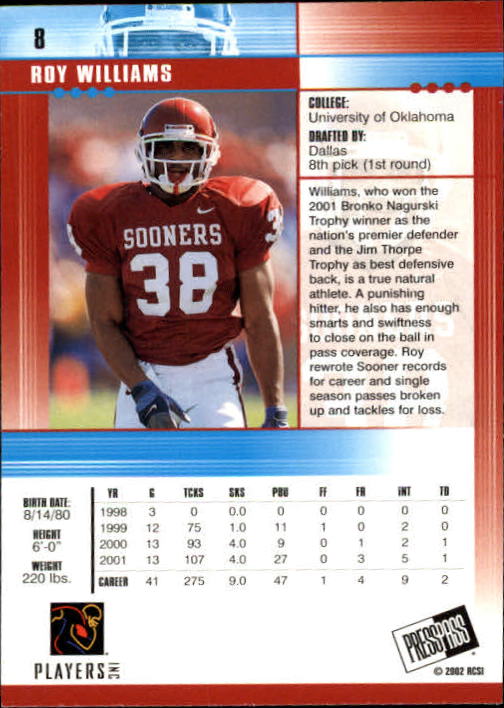 2002 Press Pass JE Football Cards - Picture 7 of 29