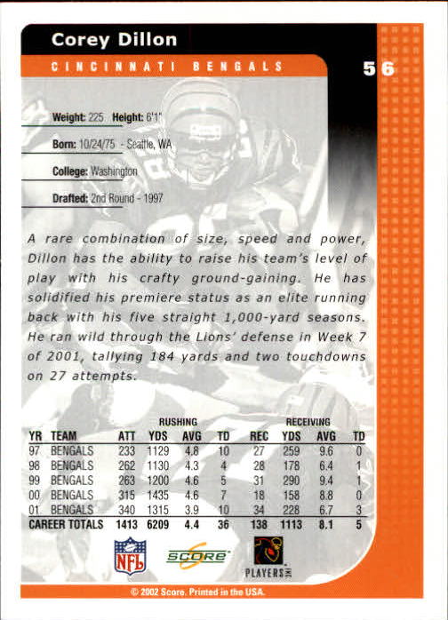 2002 Score Football "Main Set" Cards - Picture 11 of 133