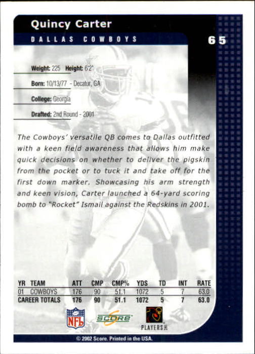 2002 Score Football "Main Set" Cards - Picture 13 of 133