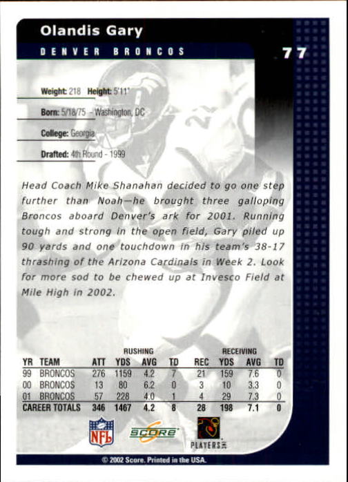 2002 Score Football "Main Set" Cards - Picture 19 of 133