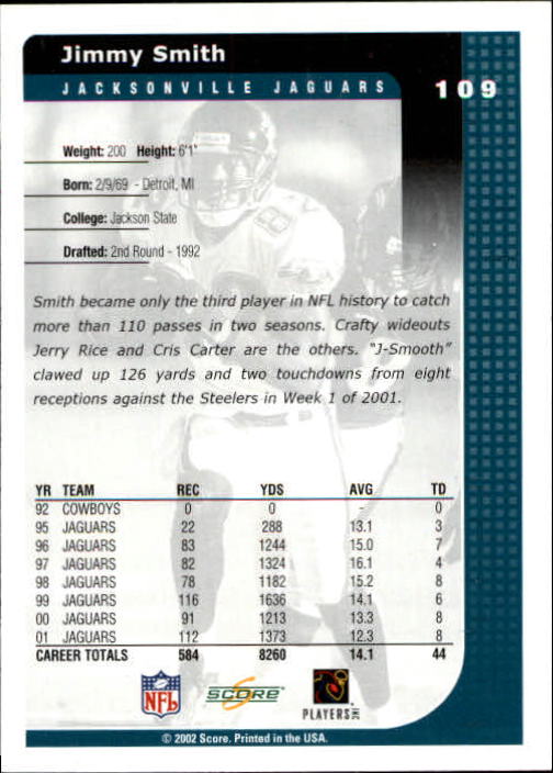 2002 Score #109 Jimmy Smith back image