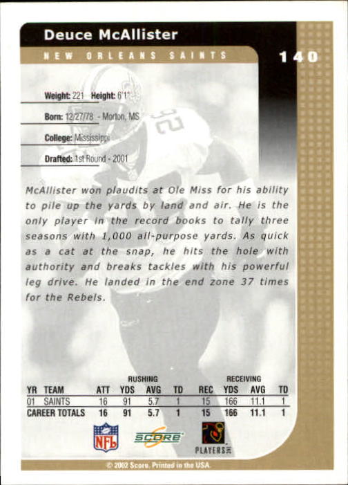 2002 Score Football Card Pick 140-330