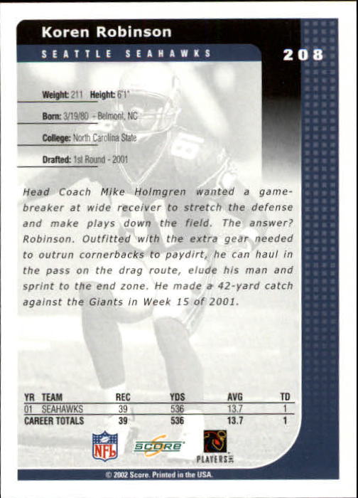 2002 Score Football "Main Set" Cards - Picture 47 of 133