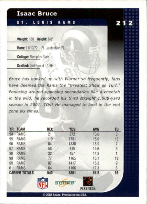 2002 Score Football "Main Set" Cards - Picture 51 of 133