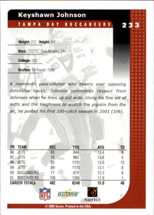 2002 Score Football "Main Set" Cards - Picture 59 of 133