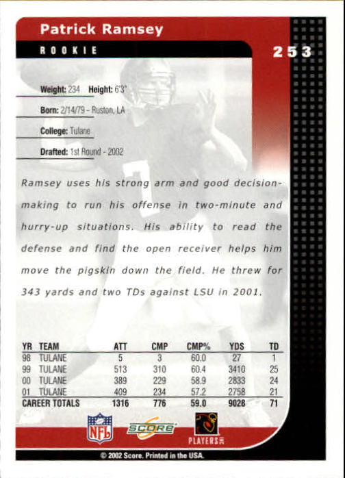 2002 Score Football "Main Set" Cards - Picture 73 of 133