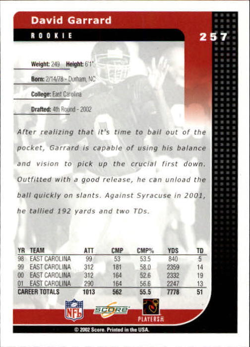 2002 Score Football "Main Set" Cards - Picture 77 of 133