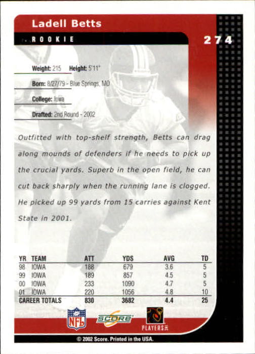 2002 Score Football "Main Set" Cards - Picture 95 of 133